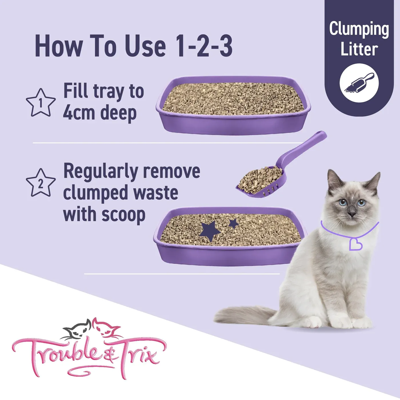 Trouble and Trix Odour Neutralising Baking Soda Clumping Cat Litter 15L