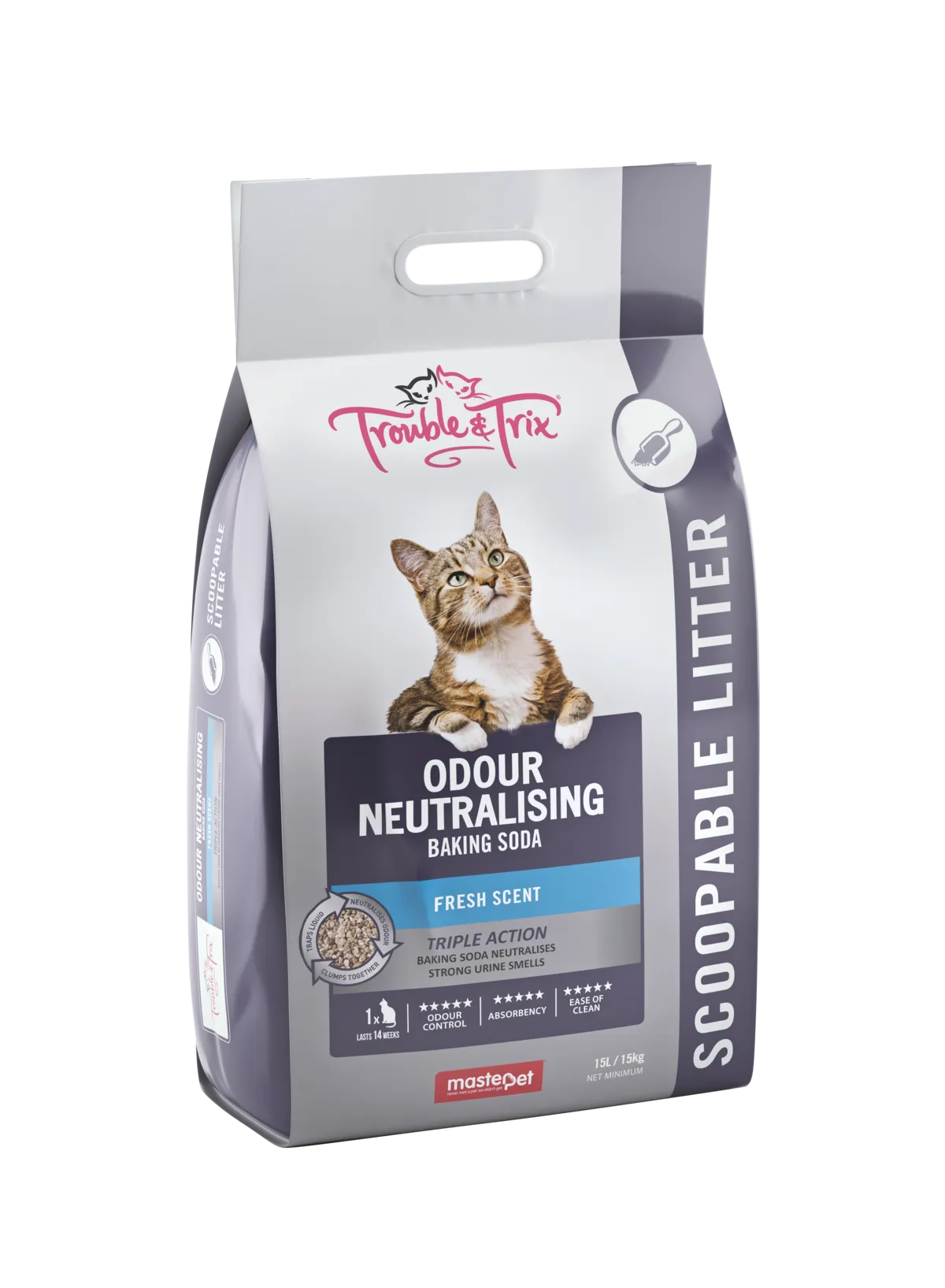 Trouble and Trix Odour Neutralising Baking Soda Clumping Cat Litter 15L