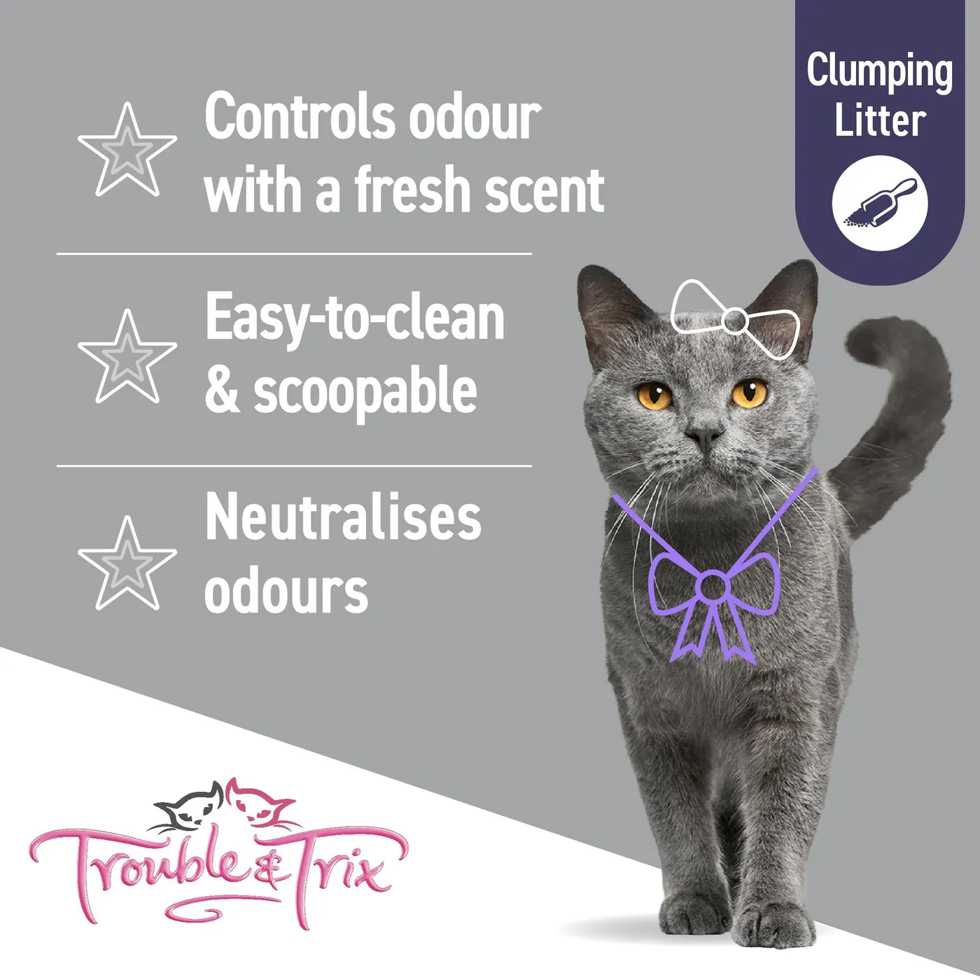 Trouble and Trix Odour Neutralising Baking Soda Clumping Cat Litter 15L