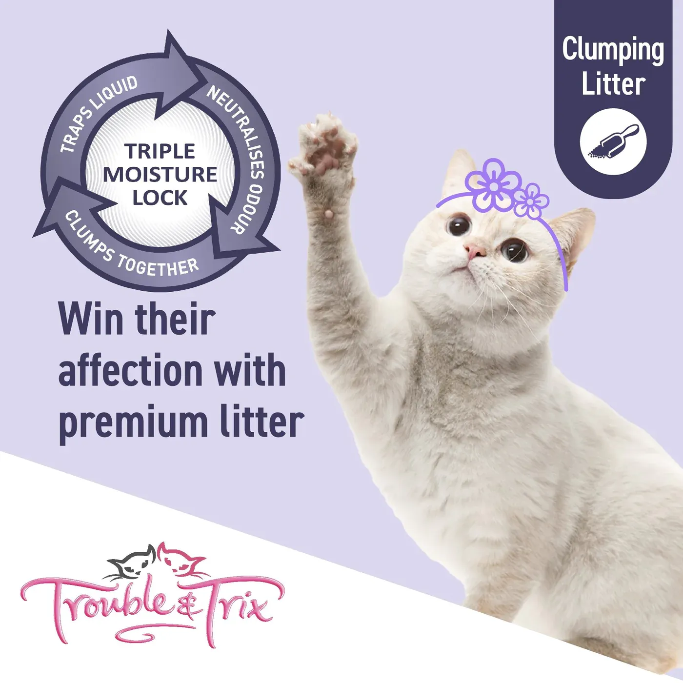 Trouble and Trix Odour Neutralising Baking Soda Clumping Cat Litter 15L