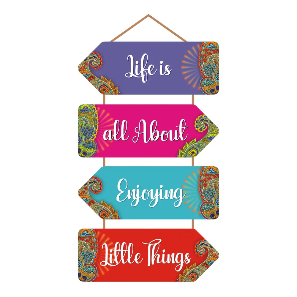 Wall Hangings Motivational Quotes Life is All About Enjoying Little Things | Wall Decor for Home Decoration (12X24 Inch) Pine Wood Mdf