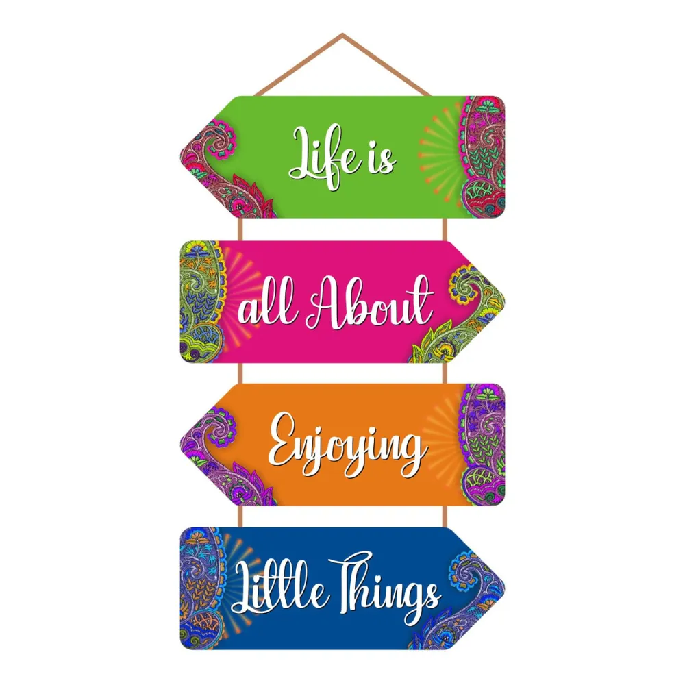 Wall Hangings Motivational Quotes Life is All About Enjoying Little Things | Wall Decor for Home Decoration (12X24 Inch) Pine Wood Mdf