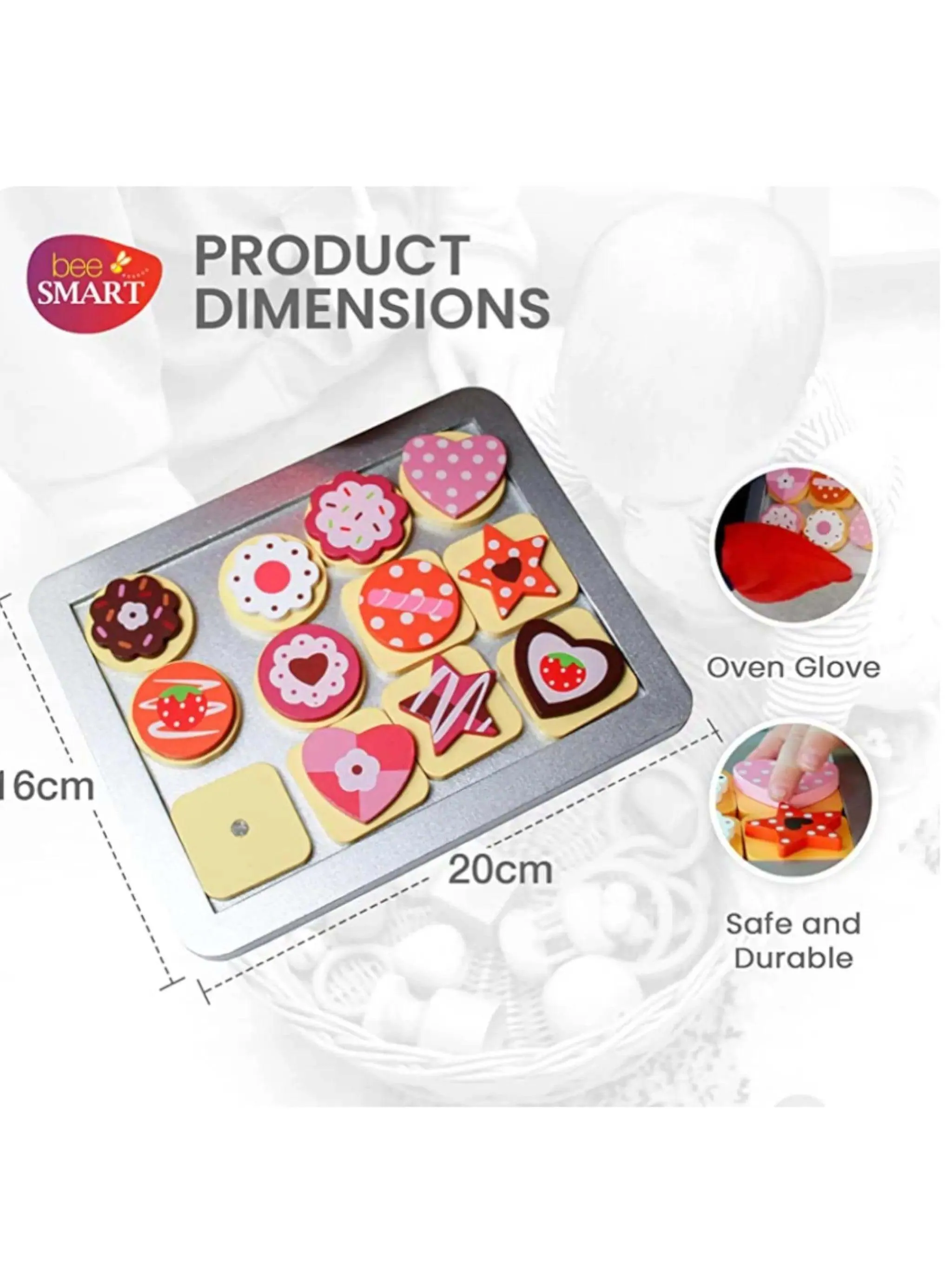 Wooden Magnetic Biscuit Baking Set, Glove & Oven Tray