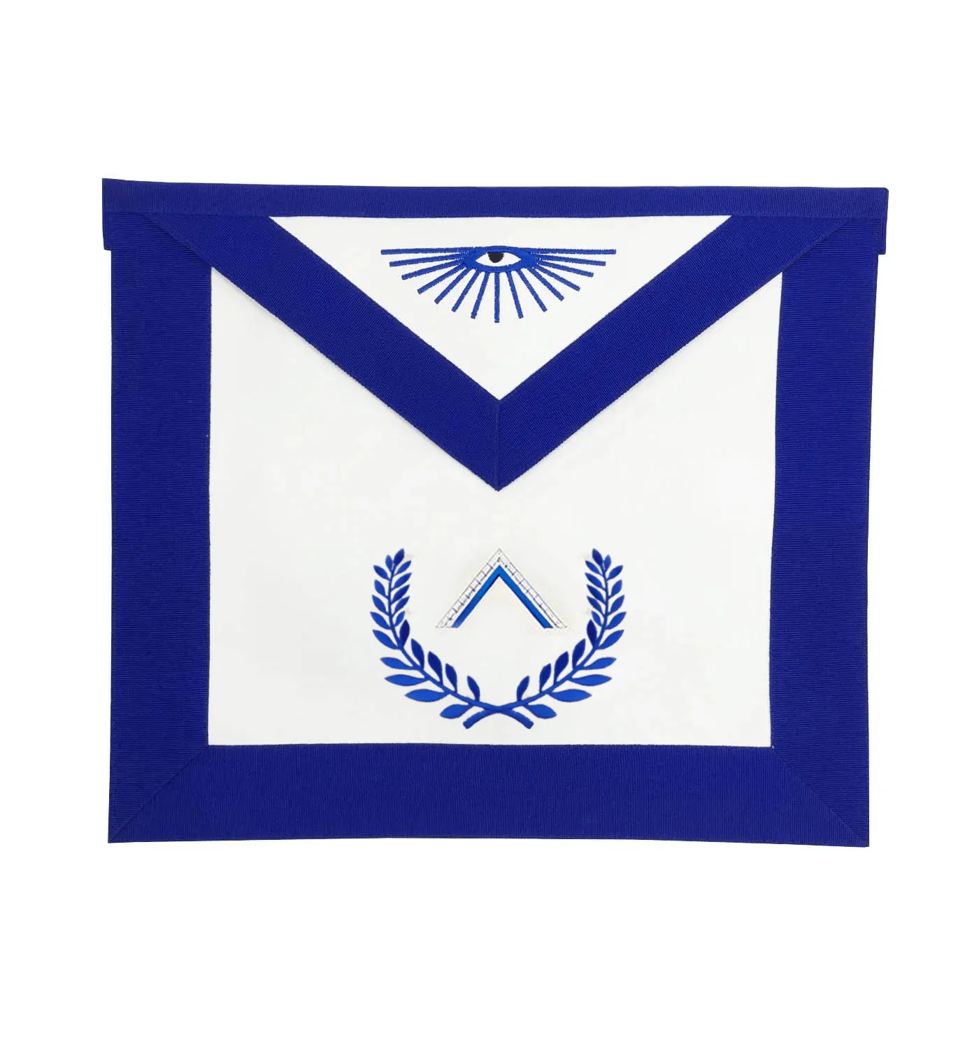 Worshipful Master Blue Lodge Officer Apron - Royal Blue with Wreath