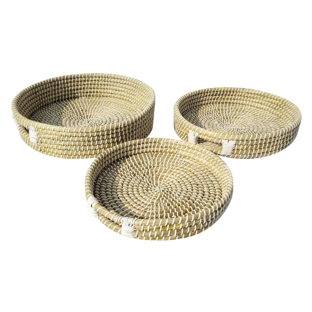 Woven Kans Grass Tray Set/3